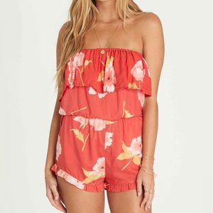 Billabong pocket flower romper pink size S